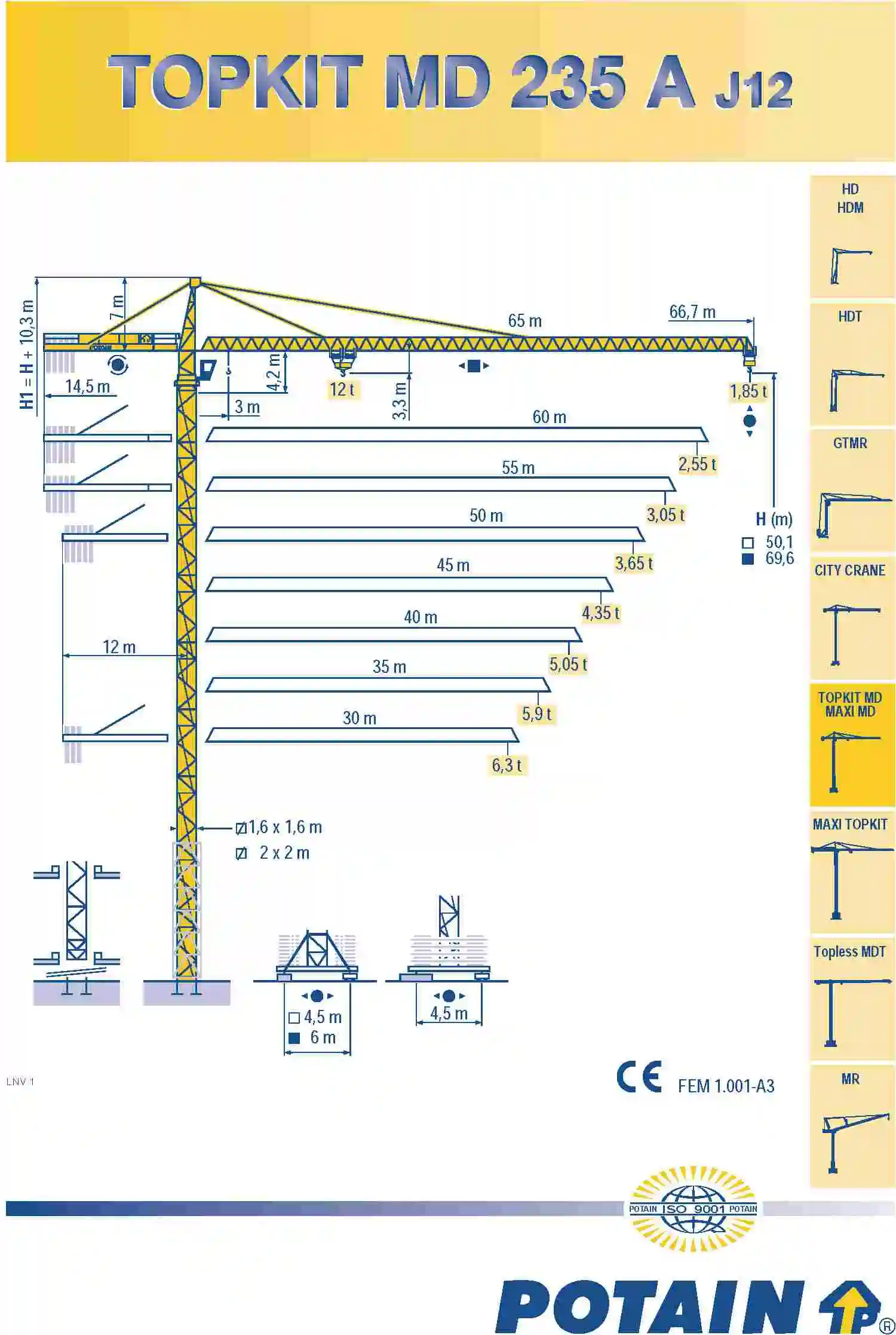 تاور کرین پتن POTAIN  MC205B