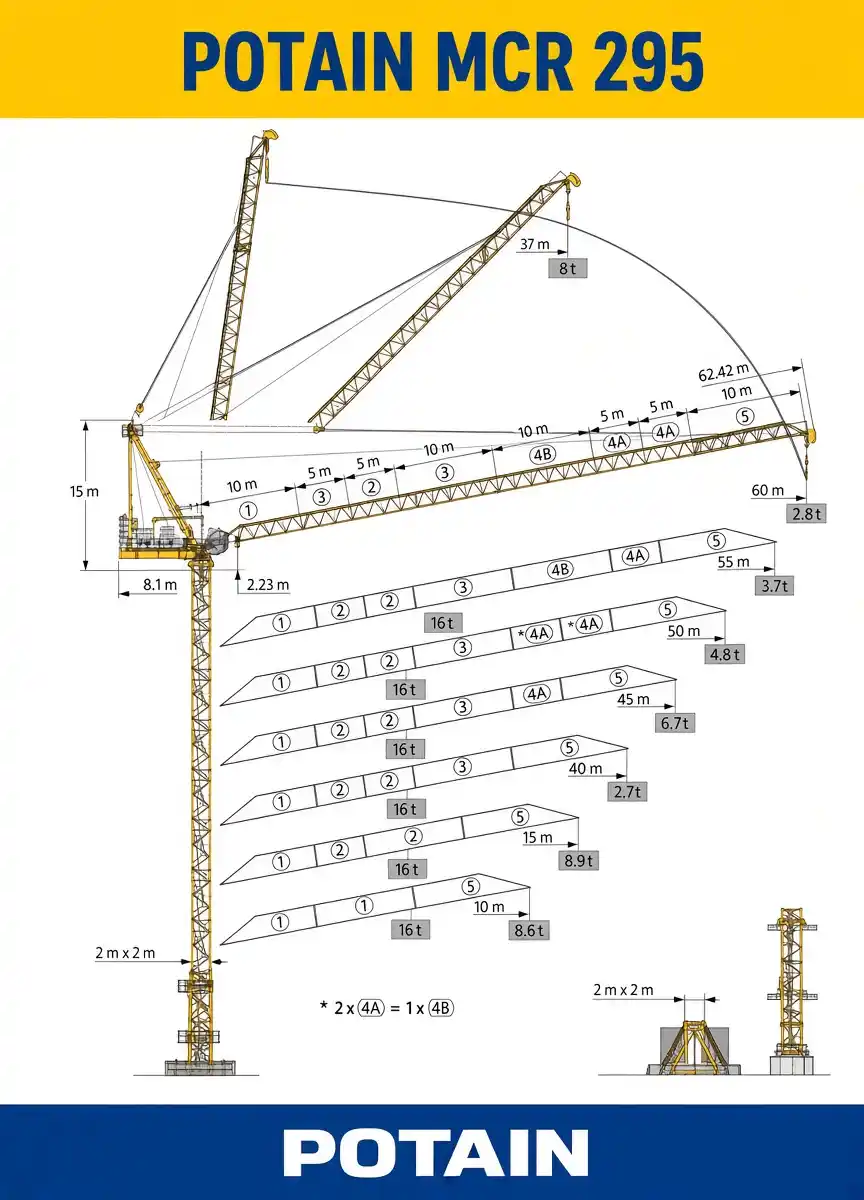تاور کرین پتن POTAIN MCR 295 H16