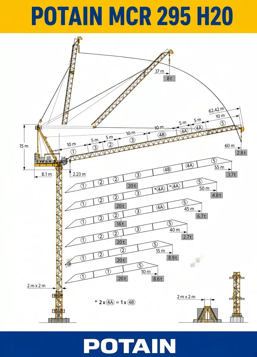 تاور کرین پتن POTAIN MCR 295 H20